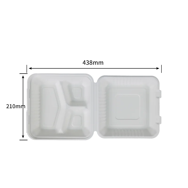 20.3 cm Clamshell 3 Compartment · Sugarcane Clamshells · product image